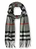 KARMA.DIEM Karierter Schal - Angenehm Weich - Schal kariert für Damen und Herren - Perfekt für Herbst und Winter 35x180cm (Grau)