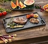 Gusseiserne Wende-Grillplatte – beidseitig nutzbar – für Grill, Ofen und Gasherd