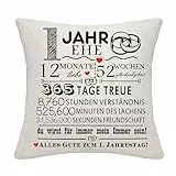 Bommex 1 Jahr der Ehe Geschenk 1. Hochzeitstag Kissen Abdeckung Keepsake Dekoration Geschenk für Paare Eltern Frauen Männer Mama Papa Ehemann Ehefrau Oma Opa Tante Onkel Freunde (1. Jahrestag)