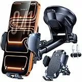 HTU 2026【Militär-Klasse】 Handyhalterung Auto【Stärkste Saugnapf & Lüftung】 Handy Halterung Auto 360° Drehbar Handyhalter Auto auf Armaturenbrett Scheibe für iPhone 17 Pro Max Samsung S25, Schwarz