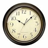 Plumeet Wanduhr aus Metall, 33cm Ruhige Retro Klassisch Wanduhr ohne Tickgeräusche für Wohnzimmer, Schlafzimmer, Batteriebetrieben (Arabische Ziffern)