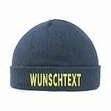 Smart Strickmütze WUNSCHTEXT (Navy)