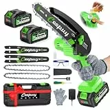 CEEPUY 6 Zoll Mini Akku-Kettensäge 2 x 4000 mAh elektrische Säge zum Beschneiden mit Ölpumpe, Handkettensäge zum Schneiden von Holz und Gärten