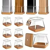 28 Stück Eckig Stuhlbeinkappen, Stuhlkappen Silikon Transparent mit Filz(Fit 20-25mm), Bodenschoner für Stühle, Schutzkappen für Stuhlbeine für Hartholzböden