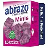 abrazo Minis - 16 Reinigungskissen für Töpfe, Grill, Backofen, handlicher Spülschwamm mit Veganer Pflanzenseife, Küchenschwamm, Reinigungsschwamm
