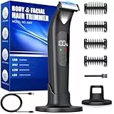 Intimrasierer Mann, Rasierer Herren Elektrisch mit LED für Nass- & Trockenrasur Bartschneider Herren Inkl. 4 Aufsätzen, Storage Dock & USB-C Kabel, Trimmer Herren für Gesicht und Körper
