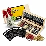 DIBYS Gin-Gewürze-Set Mini | 12 Botanicals für Gin Tonic & Cocktail - Mit 4 Rezept-Karten, Gewürzlexikon & edler Holz-Kiste - Geschenk-Set für Männer & Frauen - Ginzubehör Selber Machen