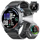 Smartwatch Herren Militär GPS, 1,43'AMOLED 2026 New Fitnessuhr mit Bluetooth Anrufe, 160+ Sportmodi Kompass, 5ATM Wasserdicht, 24/7 Herzfrequenz, Schlafmonitor, Schrittzähler, Sportuhr Android für iOS