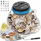ZPQAODI Digitale Sparschwein, 1.8L Kindergeschenk-Sparschwein mit automatische LCD Anzeige, Automatische Münzzählglas Spardose Geld sparen Box Münze Spartopf Container for Urlaubsdepot Kinder Freunde