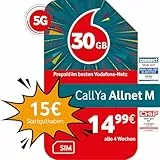 Vodafone Prepaid CallYa M | 30 GB | 15 EUR Startguthaben | ohne Vertrag | 5G-Netz | Telefon- SMS-Flat | EU-Roaming