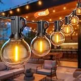 Led Lichterkette Außen, 45.7M/150FT Outdoor Lichterkette Glühbirnen, 24V LED Lichterkette Außen Strom für Weihnachtsdeko, Party, Garten, Terrasse, Hochzeiten,Zimmer