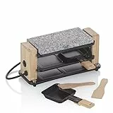 Kela Raclette/Stein BEDRETTO – Granit schwarz, 2 Personen, Mini Raclette mit Steinplatte und Pfännchen, 27x11x13 cm