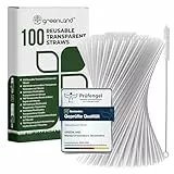 Greenland 100 Wiederverwendbare Trinkhalme mit Bürste - Perfekt für Cocktails, Milch, Saft, Tee (100 Transparente)
