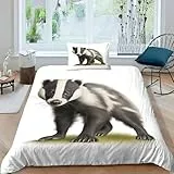 QMena Wild Animal Bettbezug Mit Kopfkissenbezügen Bettdeckenbezug Luxuriös Steppdeckenbezug Schlafhilfe Dachs Bettwäsche Garnitur Wärme Zum Schlafen Bedding Sets Single（135x200cm）