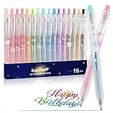 EooUooIP Glitzerstifte Gel,Glitzer Gelschreiber Set,16 Farben Druckkugelschreiber Mehrfarbig 0.5MM Gelschreiber,Inklusive Glitter für Künsterbedarf Erwachsene Malbücher, Zeichnen