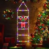 iShabao 1M Leiter Lichterkette mit Weihnachtsmann - 132 LED Weihnachtsbeleuchtung Strombetrieben mit Timer, Speicherfunktion, 8 Modi, für Innen Außen Weihnachtsbaum Weihnachten Deko (Bunt)