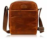 KLONDIKE 1896 Echtleder Schultertasche 'Jack', praktische und robuste Umhängetasche für Damen und Herren, cognac
