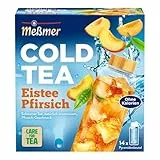 Meßmer Cold Tea Eistee Pfirsich | Schwarzer Tee mit Pfirsich-Geschmack | Kaltaufguss | ohne Zuckerzusatz | 14 Pyramidenbeutel