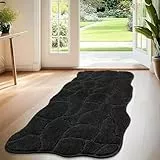 Biscpro Fußmatte Innen Weicher 50 x 120 cm, Türmatte rutschfeste waschbar Fussmatte Schwarz, Schmutzfangmatte,Läufer Teppich für Hund, Eingang, Flur, Küchen, Korridor