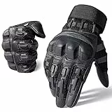 WTACTFUL Motorradhandschuhe Herren, atmungsaktiv Motorrad Handschuhe Herr Touchscreen mit Protektoren für Taktische Fahrrad einsatzhandschuhe Airsoft Paintball Schwarz M