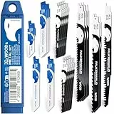 FALKENWALD® Säbelsägeblätter Set 32-tlg – 22x Holz + 10x Metall - Bi-Metall & HCS - Für Holz, Metall, Rohre, Laminat - Passend für Bosch, Makita, Einhell u. v. m.