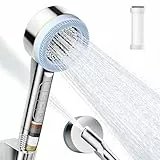 Duschkopf Wassersparender mit Filter, FYTSDIK Hochdruck Handbrause, 4 Strahlarten Sparduschkopf Duschbrause mit Massagebürste/Filtrationsstufen, für Entfernen vom harten Wasser und Chlorrückstände