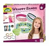 Lena 42652 - Bastelset Wrappy Bands, Komplettset für mindestens 3 Wickelarmbänder mit 7 Silikonbänder in 5 Farben, Kordel in 4 Farben und 48 Fädelperlen, Schmuckbastelset für Kinder ab 6 Jahre