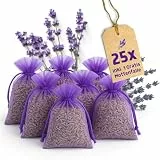 Panteer® Lavendelsäckchen - 25 Stück - Lavendel-Duft für Kleiderschrank - GRATIS 1 Mottenfalle - Natürlicher & Angenehmer Mottenschutz - Ideal für Kleiderschranke und Schlafzimmer
