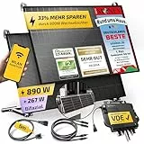 Solakon 900W Balkonkraftwerk mit Halterung (Balkon) - Balkonkraftwerk 800W komplett Steckdose - 800 Watt Wechselrichter - Solaranlage Komplettset - 450W bifaziale Solarmodule inkl. Zubehör - 5m Kabel