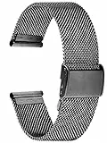 Alienwork Uhrenarmband Metall Mesh Armband Edelstahl Schwarz Mesh-Armband