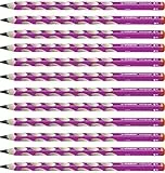 STABILO - Ergonomischer Dreikant-Bleistift für Rechtshänder - EASYgraph in pink - 12er Pack - Härtegrad HB