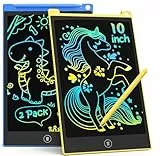 TECJOE 2-Pack LCD Schreibtablett, 10-Zoll buntes Doodle Board für Kinder, elektronische Zeichnung Tablet Zeichnung Pads, Geschenke für 3–6-Jährige (Dunkelblau and gelb)