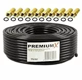 Premium X PRO SAT Koaxialkabel 25m Schwarz - Vollkupfer Innenleiter - 5-fach geschirmt - TV Antennenkabel für Innen & Außen (UV/wetterfest) inkl. 10x F-Stecker | HDTV · UHD · 4K · 8K