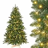 Yorbay Künstlicher Weihnachtsbaum mit Beleuchtung LED mit Holzständer für Weihnachten-Dekoration (180cm)