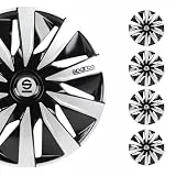 Sparco Satz von 4 Radkappen 15' Zoll Lazio Autoradkappen SPC1591BKSV schwarz Silber