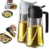 TrendPlain 16oz Ölsprüher für Speiseöl – 470ml Olivenöl Flasche – 2-in-1 Ölspender und Ölsprüher – Küchen Gadgets für Kochen, Salat und Grill (Schwarz & Aschgrau)