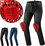 Shima Rider Motorrad Jeans Herren mit Protektoren Airforce Knieprotektoren Motorradhose Kurzgrößen Hosen Motorradjeans für Herren Protektorenhose Textilhose Jeanshose Lang (Männer, Schwarz, 34/32)