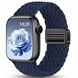 Jiamus Geflochtenes Armband Kompatibel mit Apple Watch Armband 40mm 38mm 41mm 42mm(Series 10) Damen Herren,Stoff Elastisch Textil Armbänder mit Magnetisch für iWatch SE Series 10 9 8 7 6 5 4 3 2 1