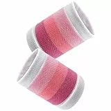 Schweißbänder 2 Stück Sport Wristbands Schweißband Handgelenk Fitness Schweißband Arm Absorbierende Schweißbänder Handgelenk für Herren Damen Fußball Basketball Fitnessstudio (Farbverlauf Rosa)