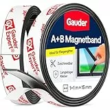GAUDER A+B Magnetband für Fliegengitter & Moskitonetze - Selbstklebende Magnetstreifen mit starker gegenseitiger Anziehung - Magnetklebeband mit Gegenstück & starkem Kleber (1+1 m)