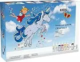 KREUL 42844 - Window Color Set Glitzerwelt, 7 x 80 ml Fenstermalfarben, inkl. 80 ml Konturenfarbe, für kreative Kinder, 2 verschiedene Folie, Glitzerstreu silber und Motivvorlagen