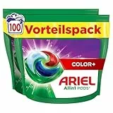 Ariel Waschmittel Pods All-in-1, Flüssigwaschmittel Kapseln 100 Waschladungen, Color+, Kraftvolle Fleckentfernung ab der 1. Wäsche