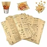 100 Blätter Backpapier Zeitungsoptik, Backpapier Zuschnitte 25 X 25 cm，Butterbrotpapier, Burger Papier, Käsepapier, Ölbeständiges Sicheres Deli Wrap Papier für Sandwiches, Pommes, Kuchen, Brot