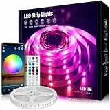 Beaeet LED-Streifen, 15 m, LED-Streifen 5050 RGB für Schlafzimmer, mit Fernbedienung mit 40 Tasten und Steuerung über Bluetooth-App, ideal für Weihnachten, Hochzeit, Party und Schlafzimmer