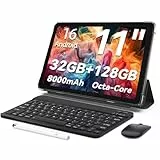 TUOHAITIME Android 16 Tablet, 11inch Tablet, 32GB+128GB 1 TB erweiterbar, Produktivitäts-Bundle mit Tastaturhülle, Eingabestift, Octa-Core Prozessor, Dual-Kamera, WiFi, 8000-mAh-Akku (Schwarz)
