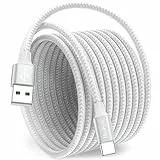 USB C Kabel 5M Weiß, Lang 5 m Ladekabel USB C auf USB A Nylon Schnellladekabel USBC für Samsung Galaxy S24 S20 FE A55 A15 A35, für iPhone 15/15 Pro Max, Pixel, Switch