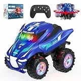 ITEFDTUTNE Ferngesteuertes Auto, RC Cars mit Spray, Licht & Musik, All Terrain Drift Stunt Car 360 Flips Rotating, RC Race Cars Spielzeug für 6 7 8 9 10 11 12 Jahre alte Mädchen Geschenke (Blau)