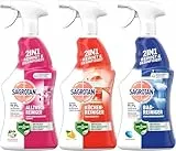 Sagrotan 3er Reinigungsset – Allzweckreiniger Grüner Apfel, Küchenreiniger & Badreiniger Ozeanfrische – Hygienische Sauberkeit für Küche, Bad & Haushalt - 3 x 750 ml