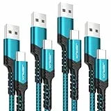 JSAUX USB C Kabel [4 Stück 1M+1M+2M+3M], 3.1A USB C Ladekabel Typ-C Schnellladekabel Kompatibel mit iPhone 16 15 Pro Max, Samsung Galaxy S24 S23 S22 S20 Note 20 10 A54 Pixel 8 7, Switch, CarPlay-Grün