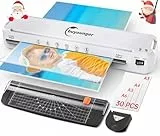 Laminiergerät A3, Laminiergerät mit 30 Stück Laminierfolien für A3/A4/A5/A6, 6-in-1 Heiß und Kalt Laminiergerat Set mit Papierschneider und Eckrunde für den Heimgebrauch, Büro, Schule und Restaurant